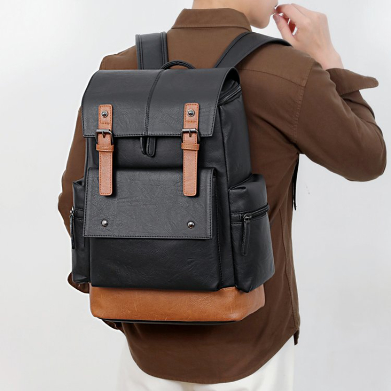 Leather Backpack Vintage - Nowy męski plecak w stylu vintage,