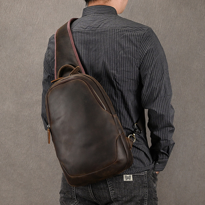 Leather Backpack Vintage - Duży rozmiar Torba na klatkę piersiową